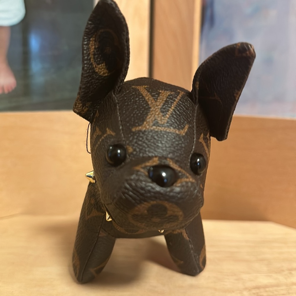 Upcycled Hand Made Classic LV Monogram x French Bulldog Keychain Bag Charm